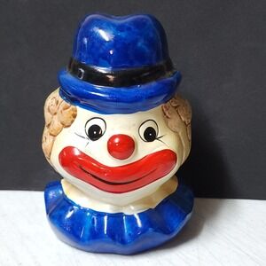 Vintage CLOWN Piggy BANK Ceramic Head Smiling Face Circus Taiwan